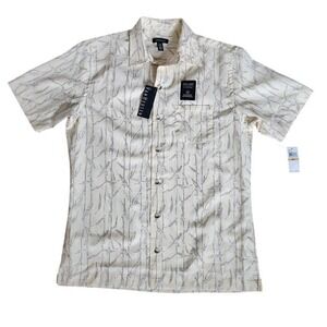 Van Heusen Men Oasis Prints Short Sleeve Button Down Shirt Vanilla Small NEW 105